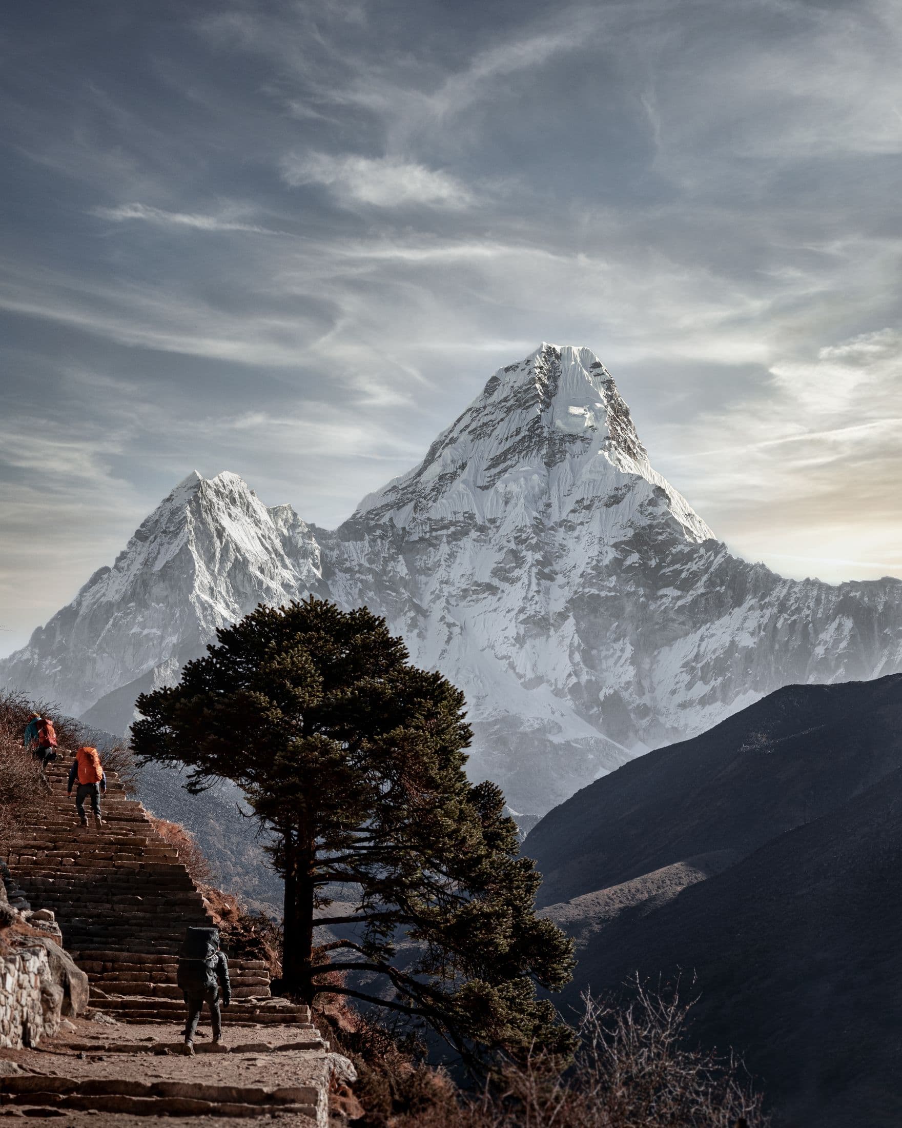 Ama Dablam peak rising above the Khumbu valley