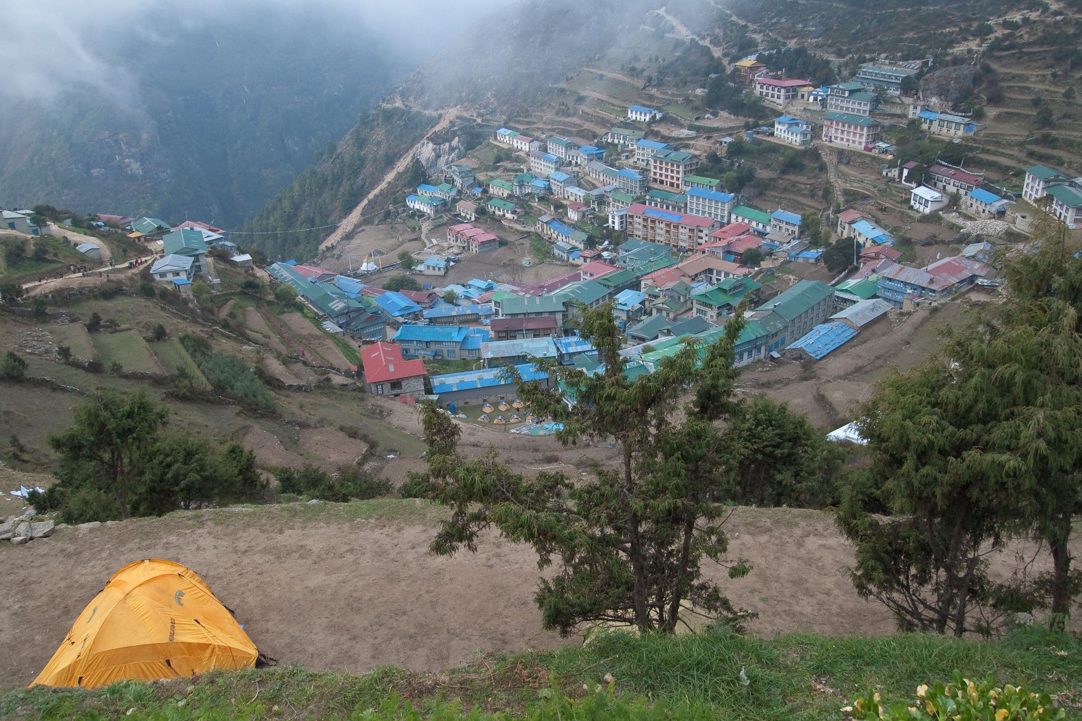 Namche Bazaar, the Sherpa trading town, seen from above