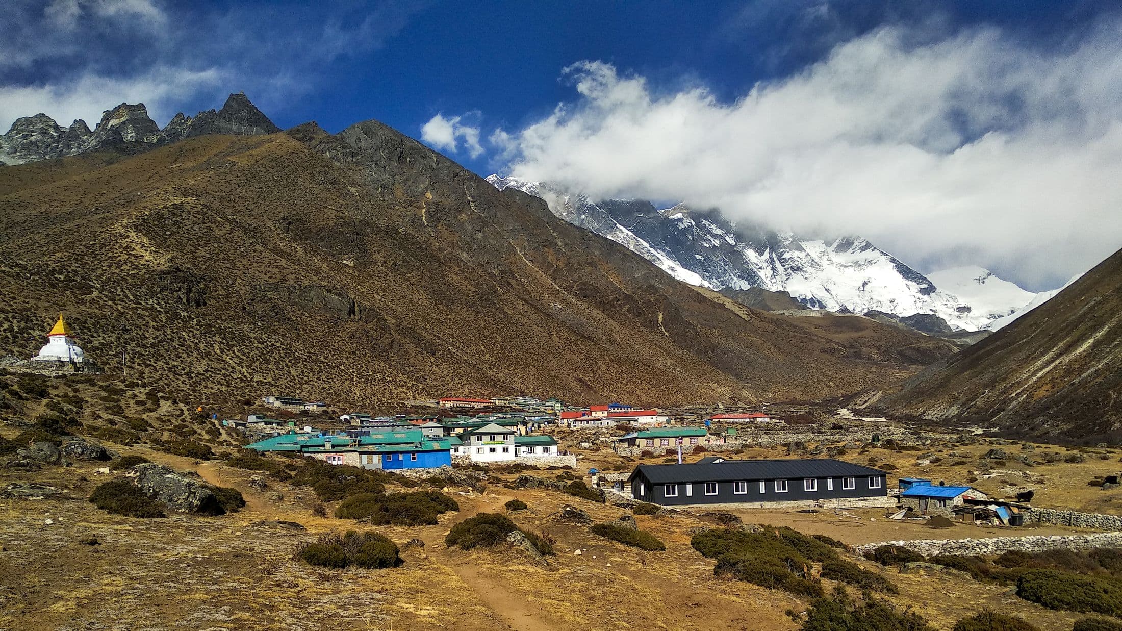 Dingboche village with Mount Lhotse behind, Khumbu region